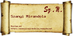 Szanyi Mirandola névjegykártya